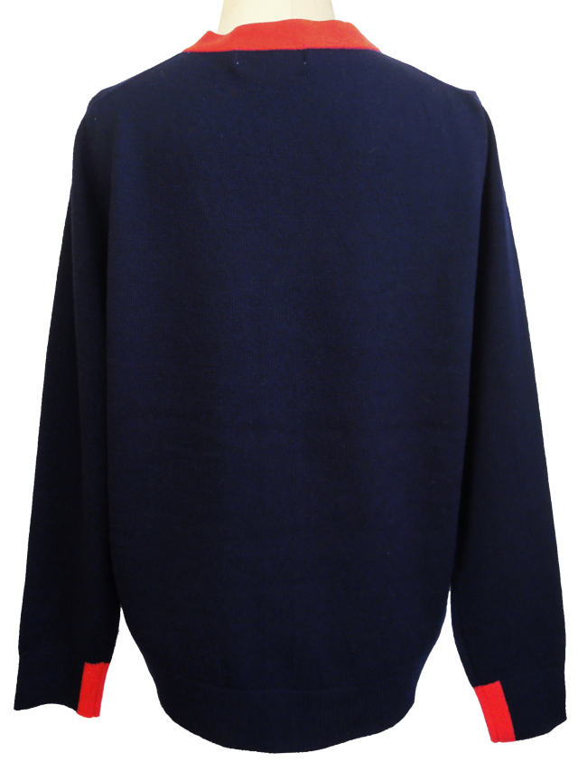 カーディガン、カラーブロック、Vネック、ニット、長袖