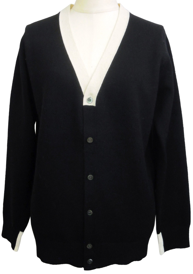 カーディガン、カラーブロック、Vネック、ニット、長袖