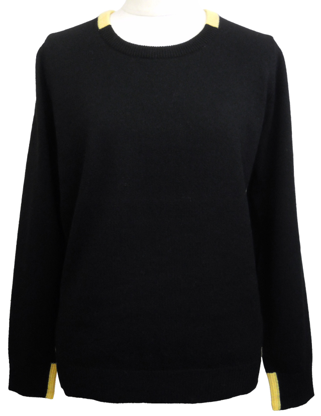 プルオーバー、カラーブロック、クルーネック、ニット、長袖