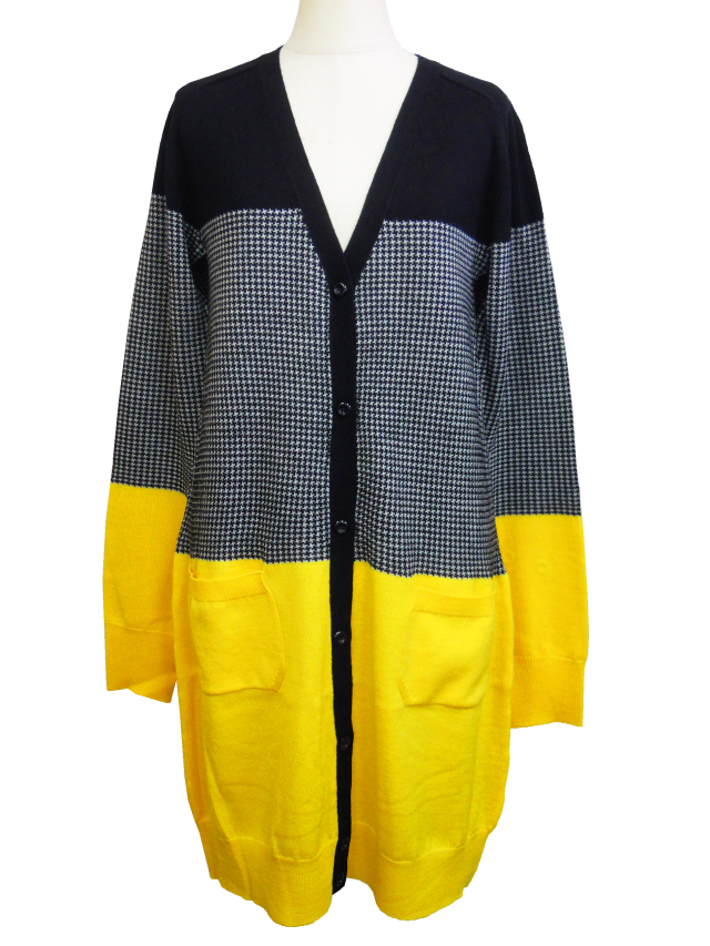 カーディガン、千鳥、ジャカード、ニット、長袖