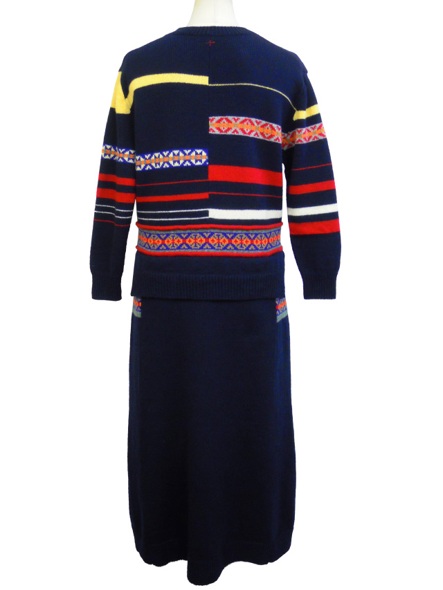 ニット、ワンピース、ジャカード、セットアップ風、フェアアイル