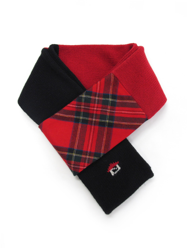 タータンチェック×カラーブロックマフラー