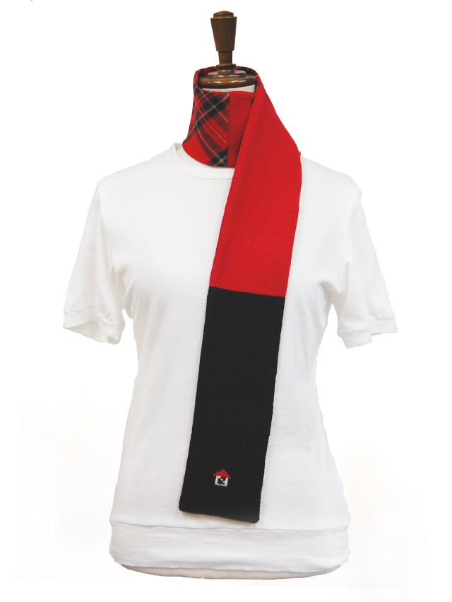 タータンチェック×カラーブロックマフラー