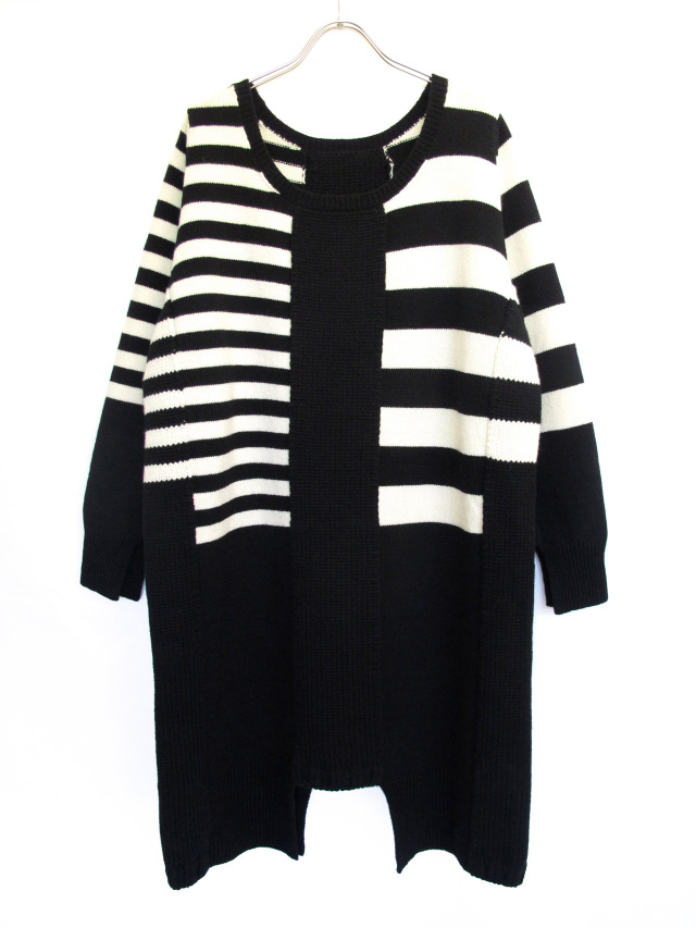 ボーダーMIXゲージニットドレス