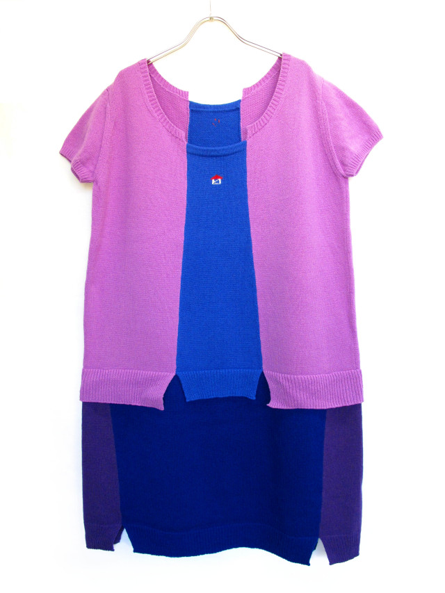 マルチカラーセットアップ風ニットドレス