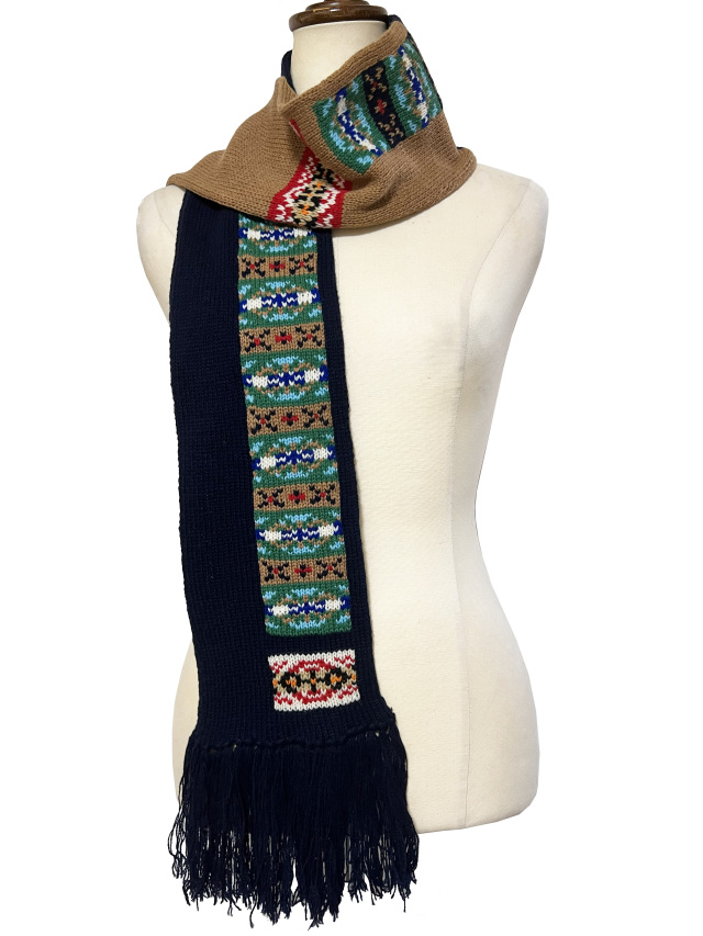 ニット、マフラー、ジャカード、フェアアイル、フリンジ