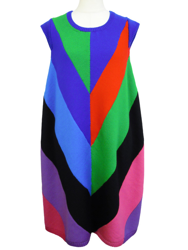 ニット、ワンピース、フレンチスリーブ、クルー、コクーン