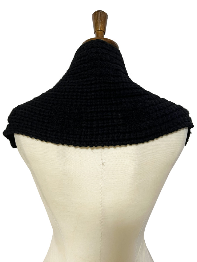 ニット、マフラー、ジャカード、水玉、ショールカラー