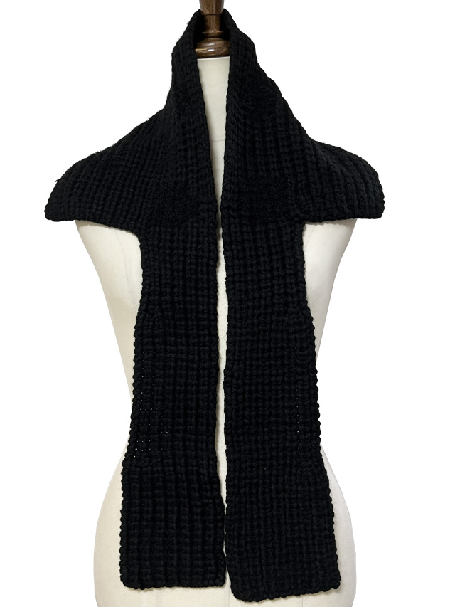 ニット、マフラー、ジャカード、水玉、ショールカラー