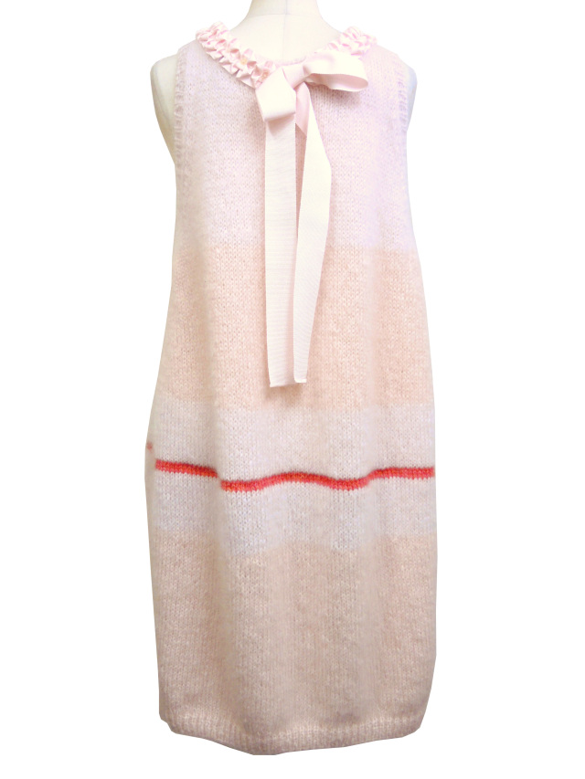 ニット、ワンピース、ノースリーブ、クルー、コクーン