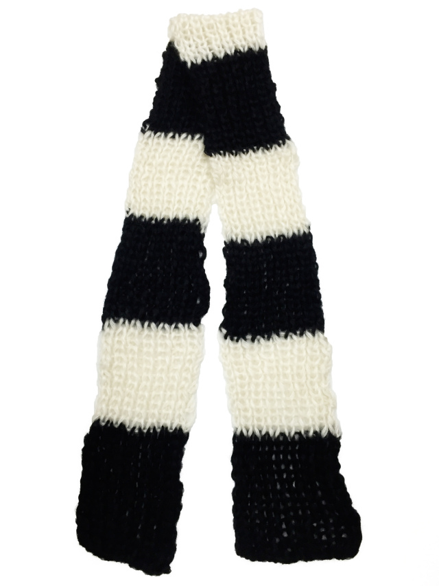 ニット、マフラー、手編み、モヘア、モノトーン