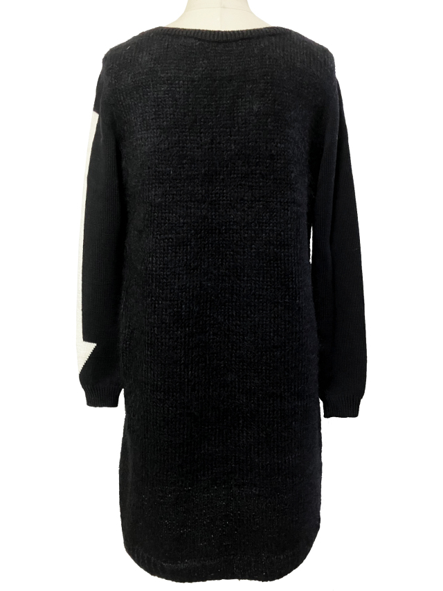 ニット、ワンピース、ジャカード、モヘア、クルーネック