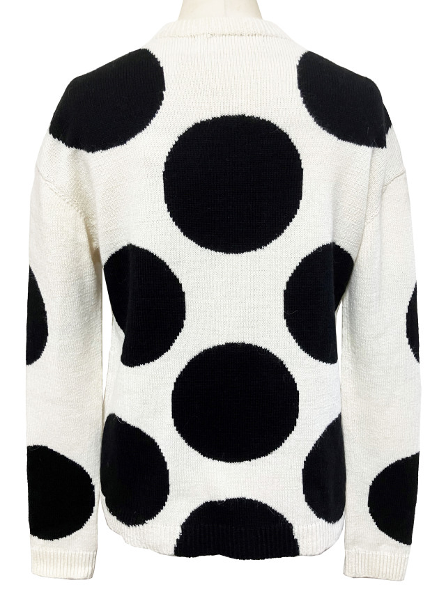 ニット、トップス、水玉、長袖、クルーネック