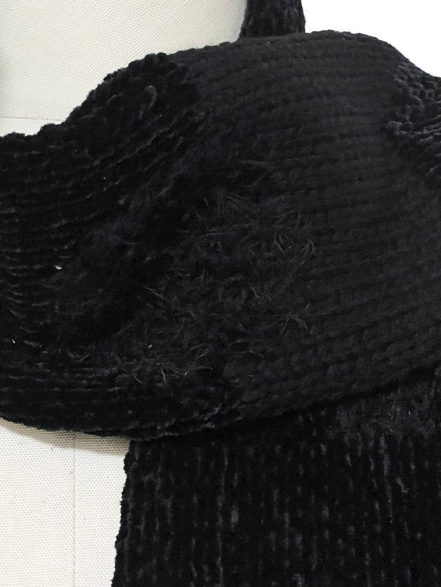 ニット、マフラー、ジャカード、水玉、モール糸