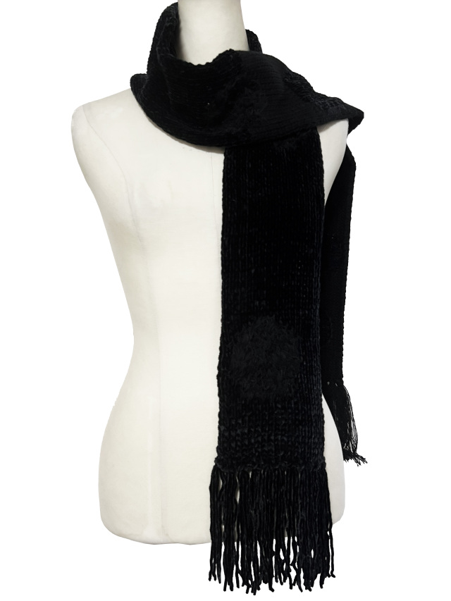 ニット、マフラー、ジャカード、水玉、モール糸