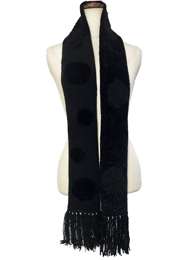 ニット、マフラー、ジャカード、水玉、モール糸