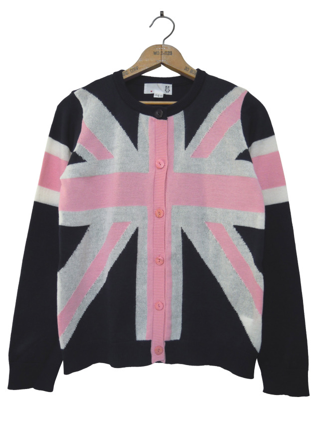 レディス、カーディガン、モヘア、ニット、ユニオンジャック