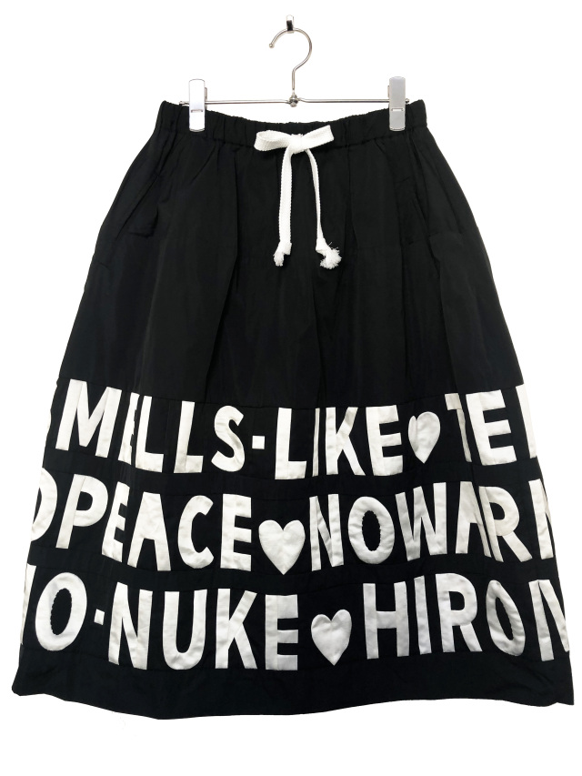 ロゴ、ナイロン、スカート、パッチワーク、モノトーン