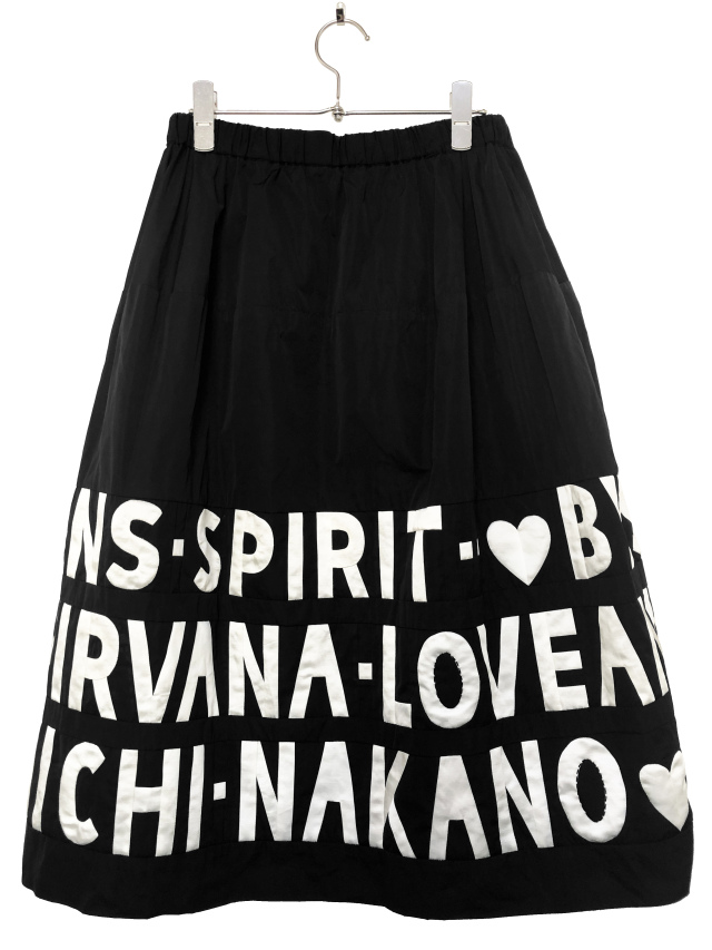 ロゴ、ナイロン、スカート、パッチワーク、モノトーン