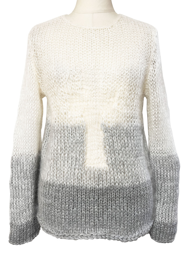 ニット、クルーネック、トップス、モヘア、長袖