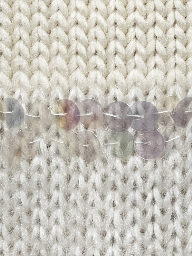 ニット、ノースリーブ、ワンピース、スパンコール、ハイネック