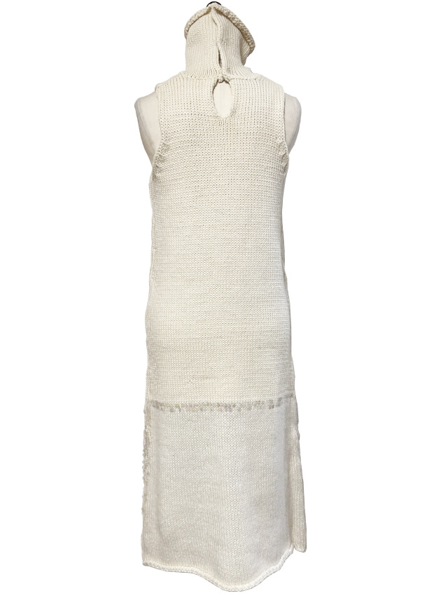 ニット、ノースリーブ、ワンピース、スパンコール、ハイネック