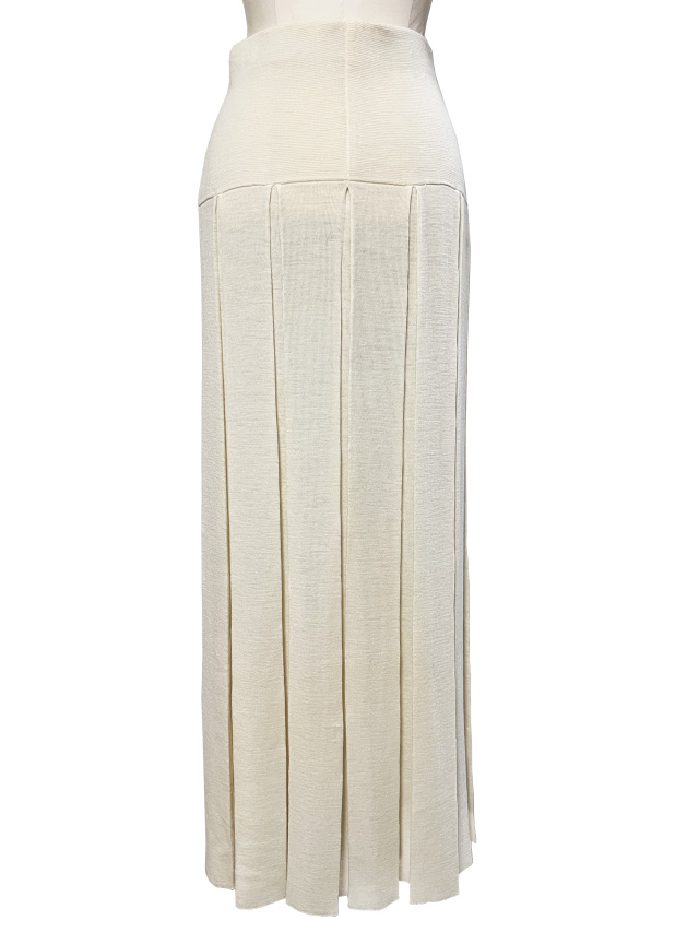 ニット、スカート、ミラノリブ、プリーツ、ロング