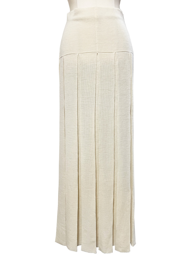 ニット、スカート、ミラノリブ、プリーツ、ロング