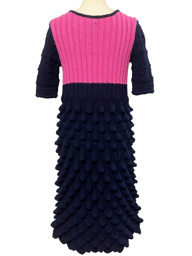 ニット、半袖、ボップル編、リブ編、ワンピース