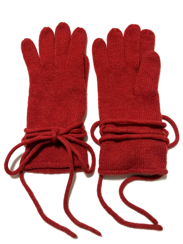 手袋、グローブ、ウール、リボン、5本指