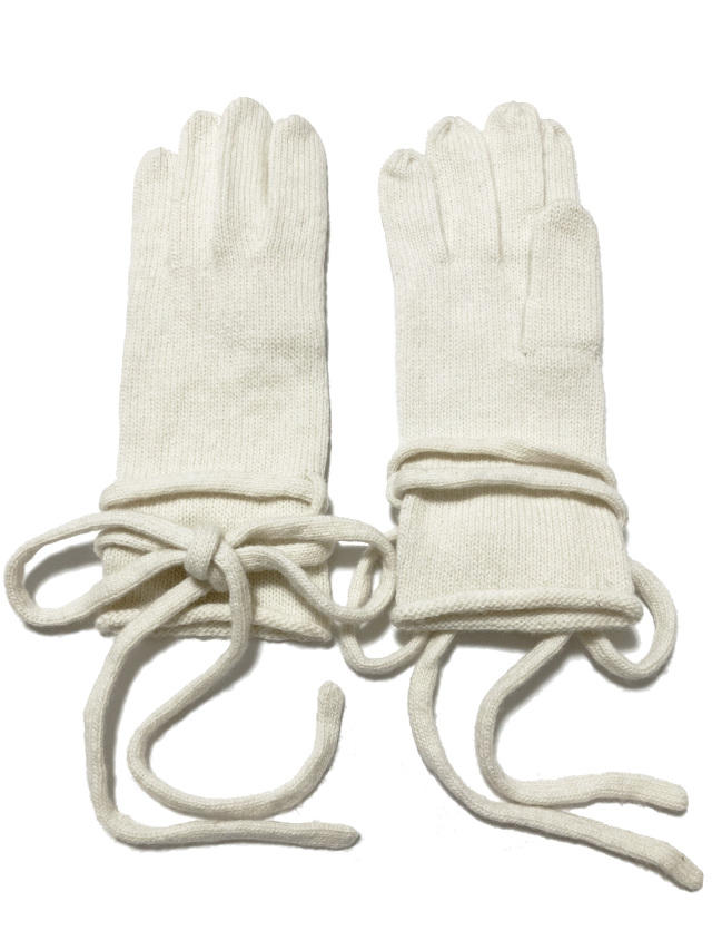 手袋、グローブ、ウール、リボン、5本指