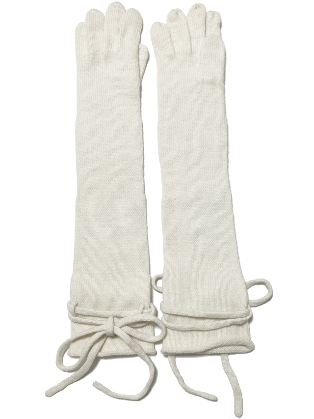 手袋、グローブ、ウール、リボン、ロング