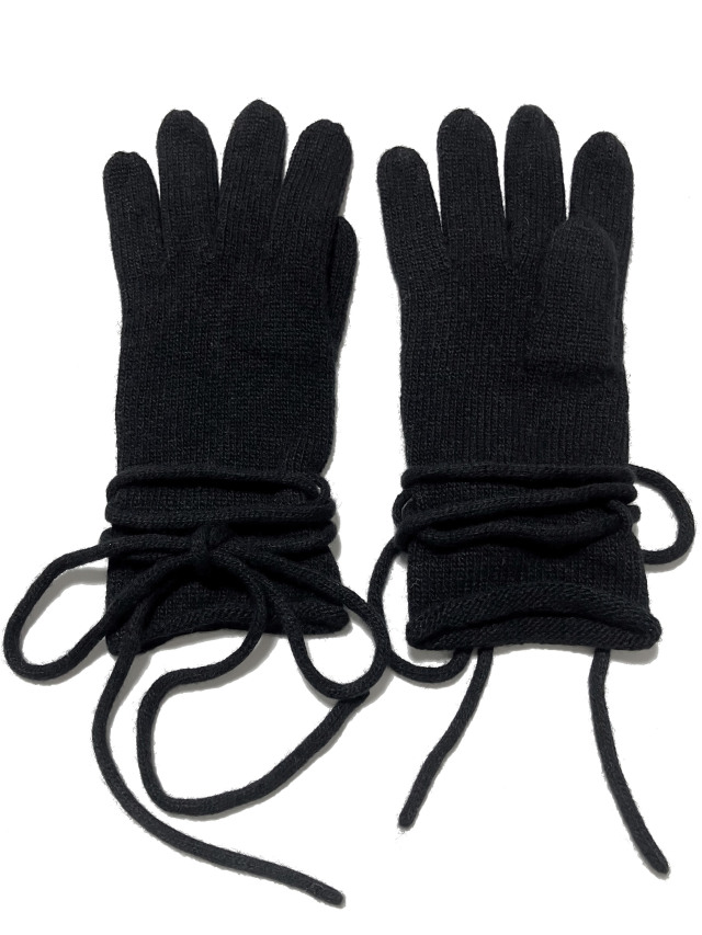 手袋、グローブ、ウール、リボン、5本指