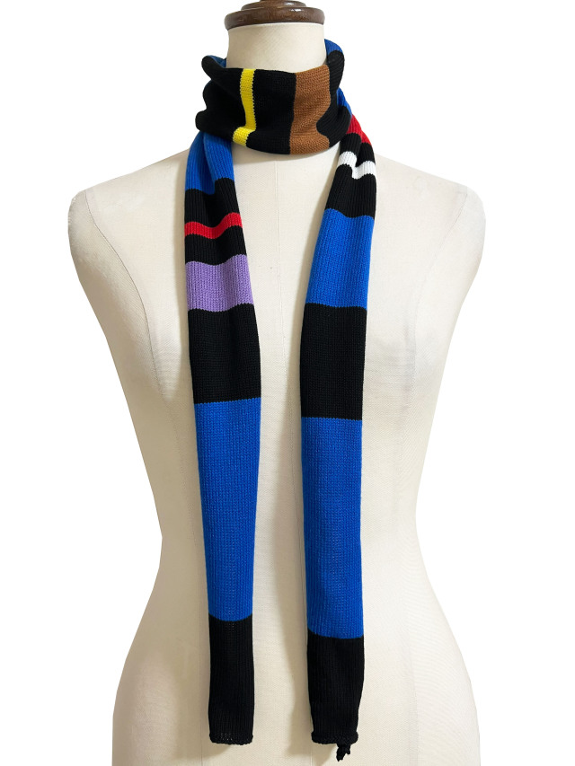 マフラー、ボーダー、ナロー、マルチカラー、ストール