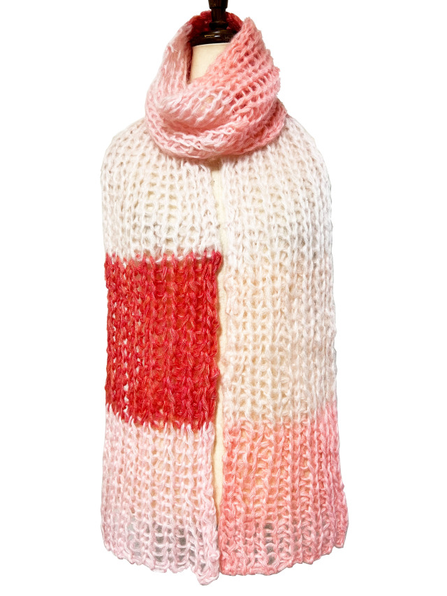 ニット、マフラー、ボーダー、モヘア、パステルカラー