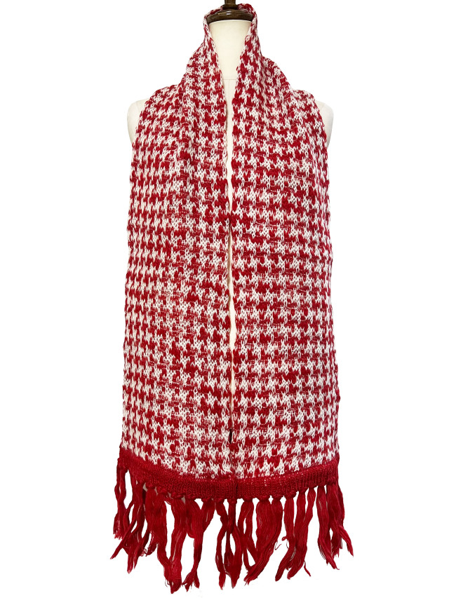 ニット、マフラー、千鳥、ジャカード、フリンジ