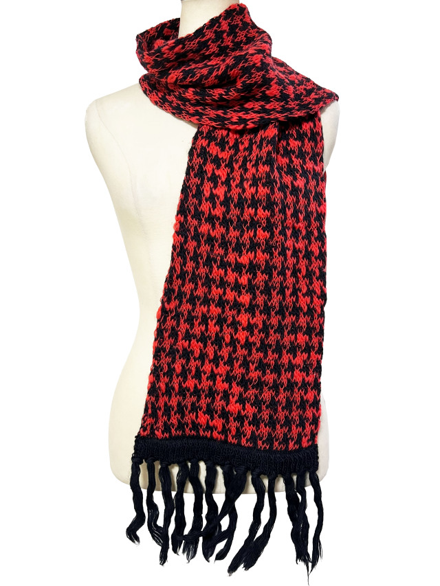 ニット、マフラー、千鳥、ジャカード、フリンジ