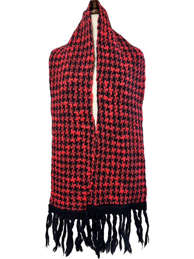 ニット、マフラー、千鳥、ジャカード、フリンジ