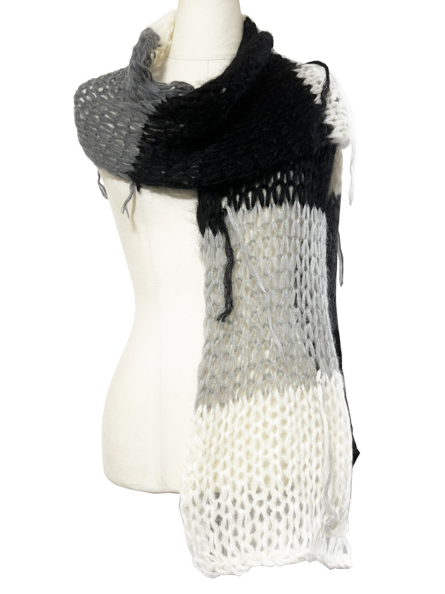 ニット、マフラー、モヘア、ボーダー、シルク