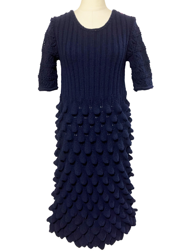 ニット、半袖、ボップル編、リブ編、ワンピース