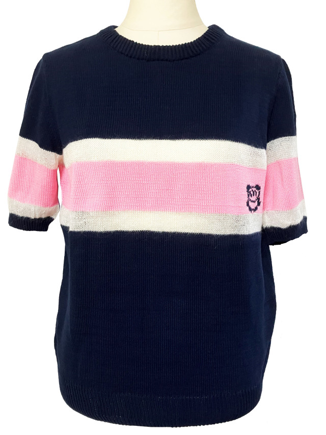 ニット、クルー、トップス、キッドモヘア、半袖