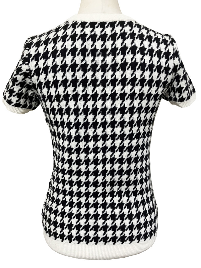 ニット、ジャカード、クルーネック、千鳥、プルオーバー