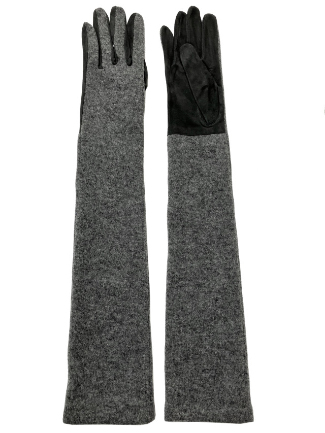 ニット、手袋、レザー、ロンググローブ、ウール