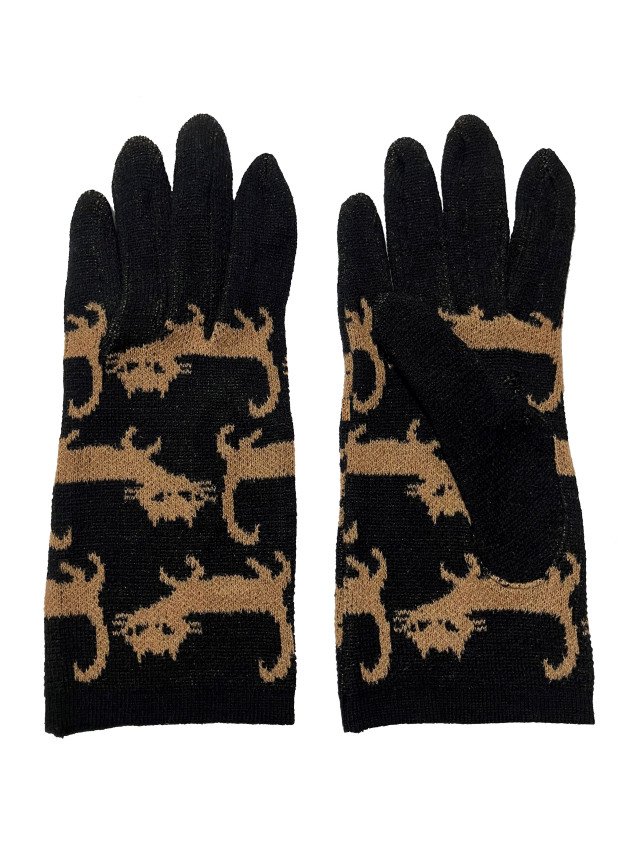 ニット、手袋、グローブ、ジャカード、ネコ