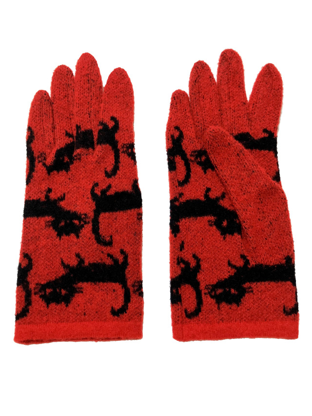 ニット、手袋、グローブ、ジャカード、ネコ