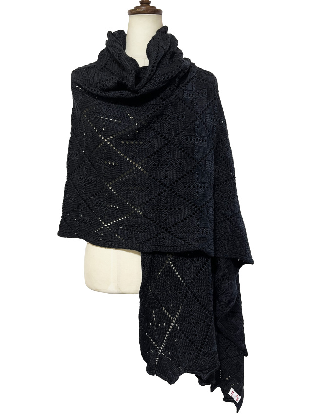 ニット、マフラー、ウール、ショール、透かし編