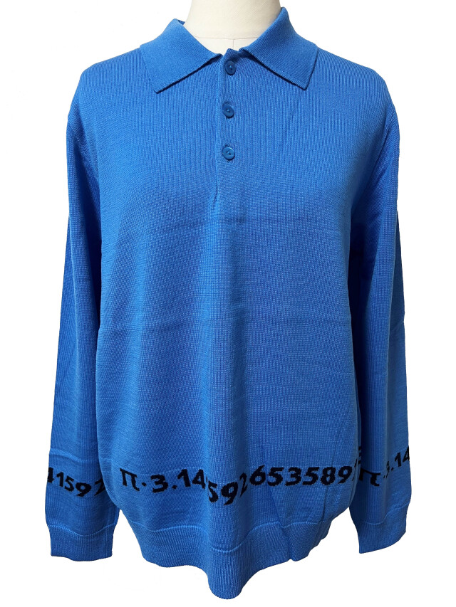 ニット、ユニセックス、数字、ジャガード、ポロ衿