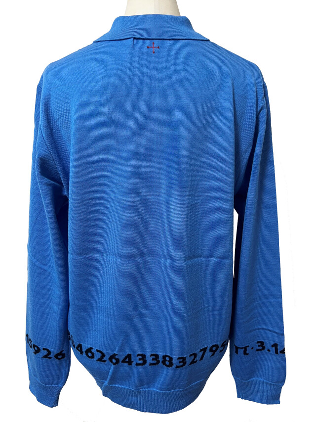 ニット、ユニセックス、数字、ジャガード、ポロ衿