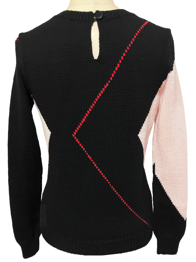 ニット、クルー、トップス、アーガイル、長袖