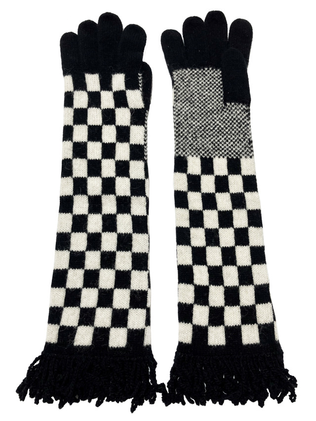 ニット、手袋、グローブ、ジャカード、市松